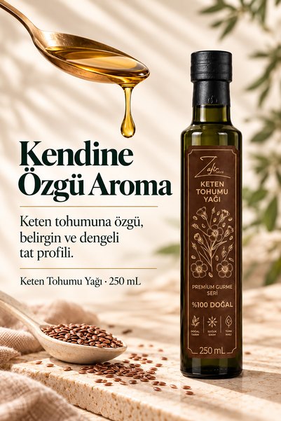 zafirnatural Soğuk Sıkım Keten Tohumu Yağı 250 mL | %53,3 ALA | Analizli