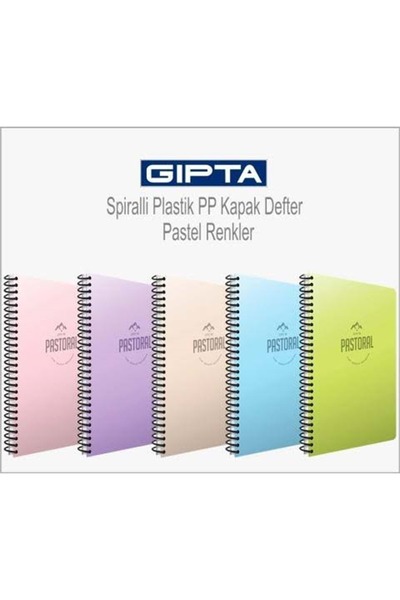 Gıpta Pastoral Spiralli Pp Kapak Defter 17x24cm 60 Yaprak Kareli (4 Lü Paket)...