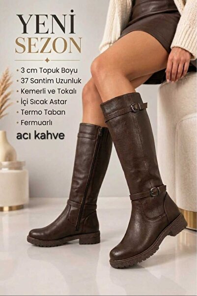 AYDOĞDU by ünal Aci Brown 1244 Buckled Women's Boots