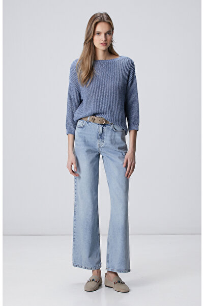 Network Açık Indigo Mavi Geniş Paça Denim Pantolon