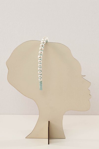 Bijusel Pearl Crown White Buckle Water Green with Colorful Stripe