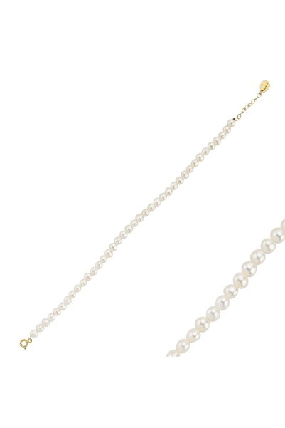 birinci 1926 14 Ayar Altın 5 mm Sıralı Top Barok İnci Bileklik