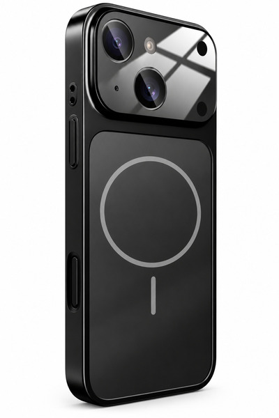 Caseji iPhone 13/14 Uyumlu SİYAH 17 PRO Görünümlü AG Cam Kamera Lensli Magsaf...