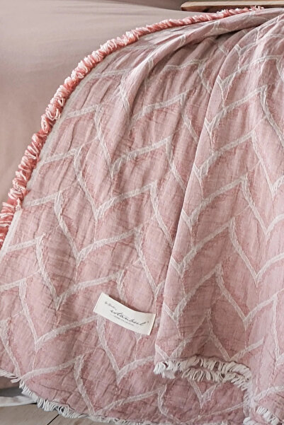 İyi Geceler İstanbul 100% Cotton Daphne Embroidered Dowry Muslin Bedspread Du...