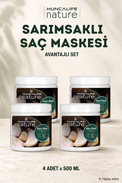 Huncalife Nature Sarımsaklı Saç Bakım Maskesi 500 ml 4 Adet