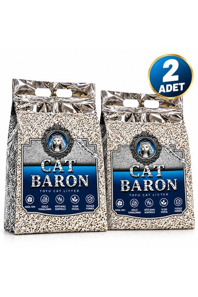 cat baron Tofu Kedi Kumu | Doğal, Topaklanan, Tozsuz | 10 Lt / 4 Kg / 2 Paket