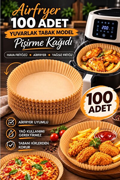 Kitchen Beauty 100 Adet Pişirme Kağıdı Yuvarlak - Air Fryer Liners Hava Fritözü