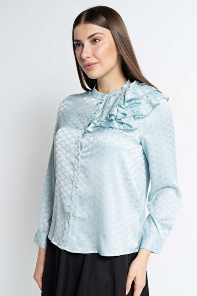 Nichii Women's Long Sleeve Button-Up Printed Blouse
