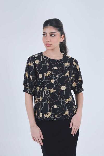 Nichii Women's Puff Sleeve Printed Blouse