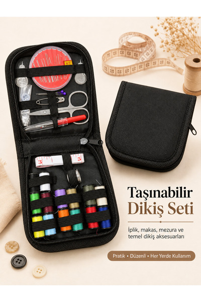LİVA CRAFT Art & Craft Taşınabilir Dikiş Seti Fermuarlı, Çantalı Dikiş Seti Kapsamlı