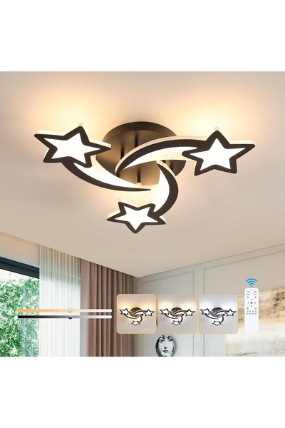 Jiju Lustra LED Mini STAR BLACK Echivalent 400W Telecomanda