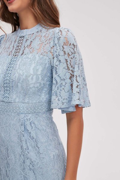 menta Short butterfly sleeve lace midi dress