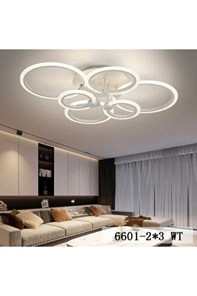 LightPlanet Lustră de tavan LED albă cu 6 lumini, cu telecomandă, 4000 lm