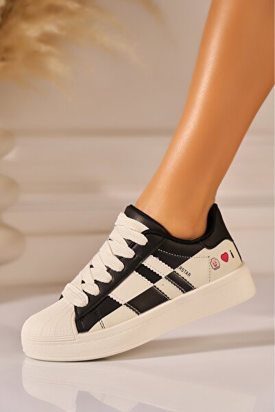 Joana Aliha Women's Black Faux Leather Sneakers