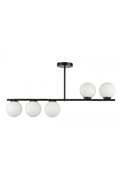 LightPlanet Lustră de tavan modernă, neagră, cu 5 becuri și globuri albe, E27