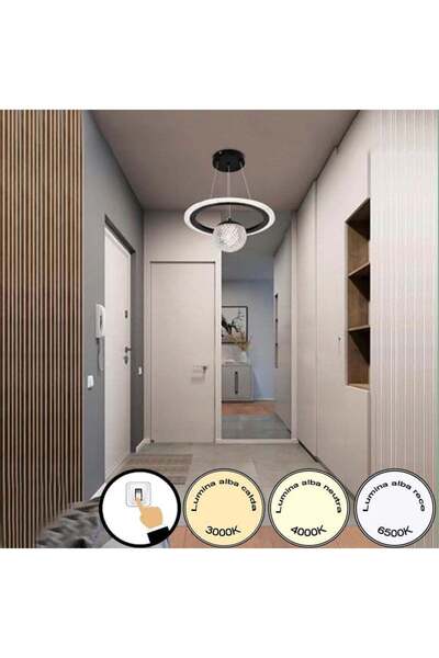 LightPlanet Lustră de tavan LED neagră, 24 W, 3 culori de lumină, 1200 lm