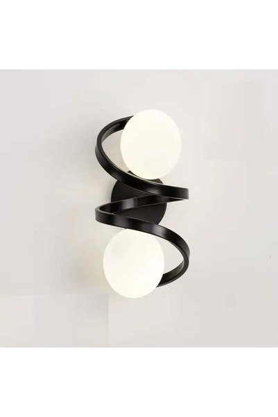 luminastar Lampă spirală neagră de tavan/perete cu 2 globuri din sticlă opală...