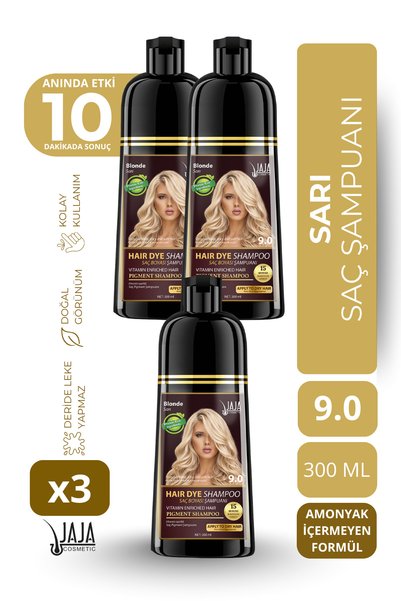 Jaja Yellow Hair Shampoo 9.0 |   300 ml X 3 Pieces & Contains Vitamins