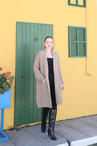 NİSUM MODA Thick Knitted Cardigan with Pockets