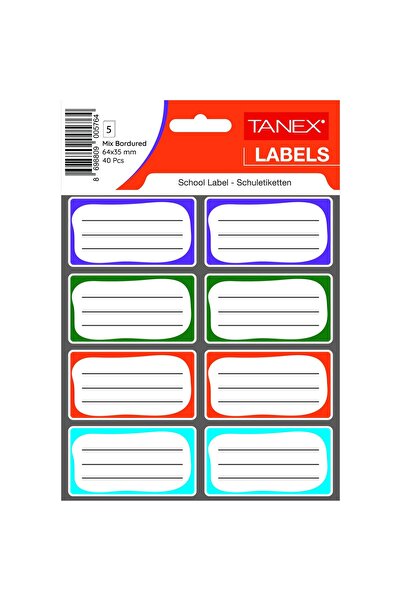 Tanex Комплект училищни етикети 40 броя, асорти
