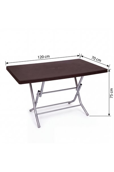 SAZLIK 70x120 Katlanır Plastik Bahçe Balkon Masası Kahverengi Orijinal