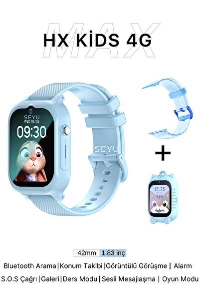 SEYUWATCH HX Kids 4G Max Sim Kartlı Harvox Akıllı Çocuk Saati Gps Konum Takib...