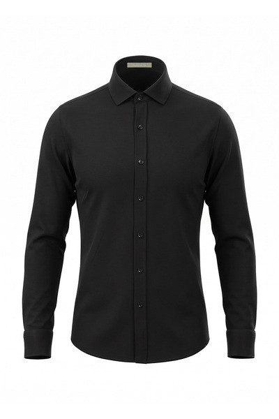 BRANDHILLS Black Color Men's Flexible Knitted Shirt