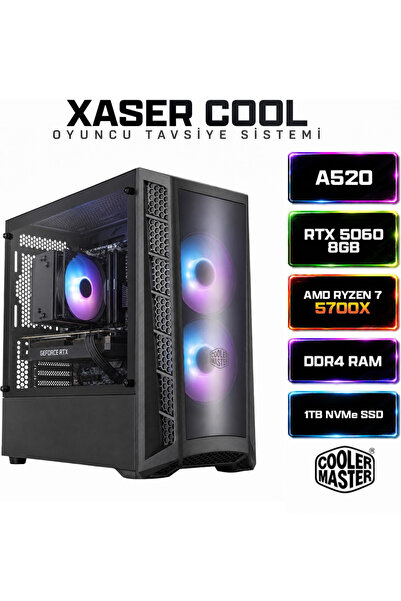 XASER Cool X10 Ryzen 7 5700X 16GB Ram 1TB M.2 NVMe SSD 8GB RTX5060 Masaüstü O...