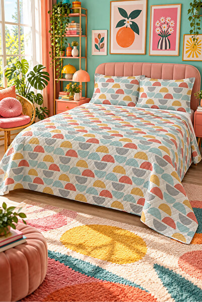 Evmila Modern Pattern Double Printed Pique (200x220 Cm) Colorful