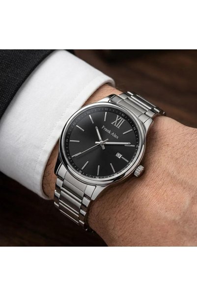 Frank Alex Steel Case Calendar 2 Years Warranty Fa.12602Tm.01 Men's Wristwatch