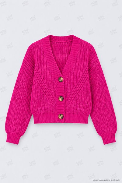 Minimoda Kids Cardigan tricotat cu nasturi și model pentru fete