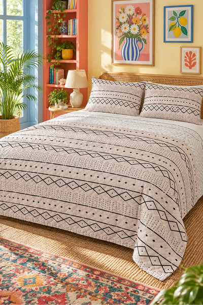 Evmila Modern Pattern Double Printed Pique (200x220 Cm) Colorful