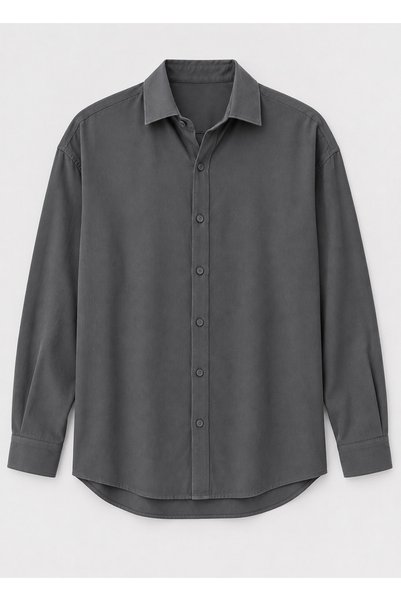 BRANDHILLS Anthracite Color Men's Mixed Fabric Shirt