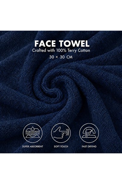 The Cotton Connection Terry Cotton Face Towels - Set of 4 | Ultra Soft, Highly Absorbent, Premium Quality