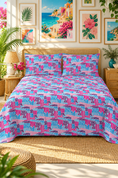 Evmila Geometric Pattern Double Printed Pique (200x220 Cm)
