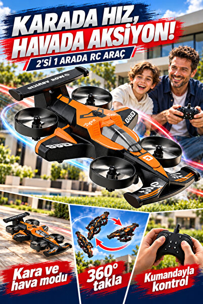 Zineets 2in1 Uçak Ve Kara RC Drone Oyuncak 2.4GHz Uzaktan Kumandalı 360° Takl...