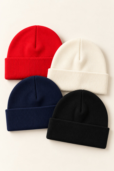 ESES BEBE 4'lü Paket Unisex Bebek Çocuk Esnek Kaşkorse Bere Seti Pamuklu Mevs...
