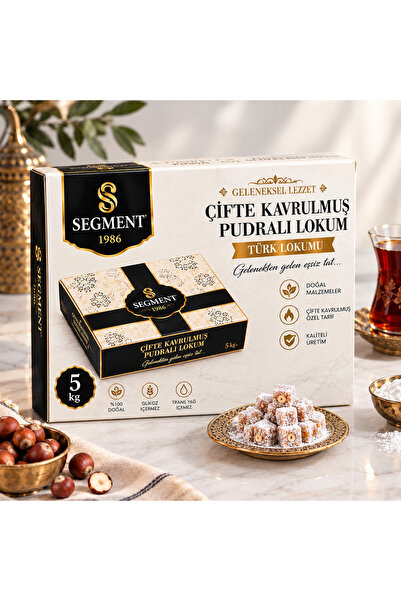 Seğmen segmen çifte kavrulmuş pudralı sade lokum 5kg