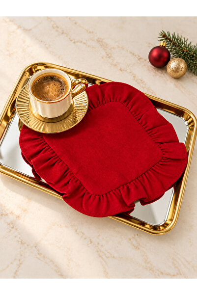 Decamor home Red Ruffled Presentation Napkin