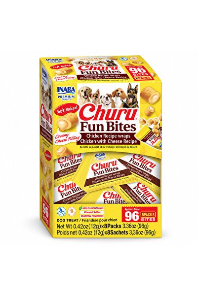 Inaba Recompense pentru câini Churu Fun Bites cu pui și brânză, 8 × 12 g, 96 g