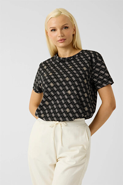 Guess Rhombus Γυναικείο T-Shirt με λαιμόκοψη ποδηλάτου, σε κανονική εφαρμογή,...