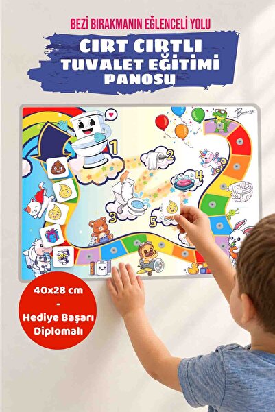 Bunbaza Cırt Cırtlı Tuvalet Eğitimi PVC Panosu, Cırtlı Eğlenceli Tuvalet Alış...