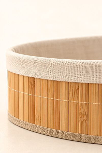 BEYZANA 3’lü Oval Pinterest Stil Bambu Sepet | Çok Amaçlı Kullanım | Bambu Hasır Sepet
