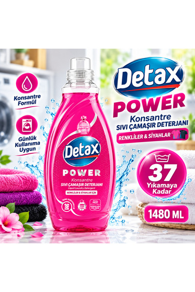 Power Konsantre Sıvı Çamaşır Deterjanı Renkliler ve Siyahlar 1480 ml 37 Yıkama