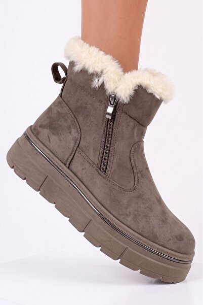 Zaira Ghete dama îmblanite khaki din piele ecologica intoarsa Darcy #30400 - 40