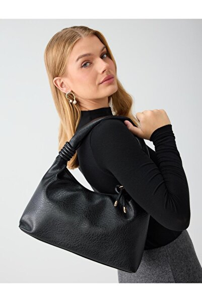 Jimmy Key Black drawstring detailed hand and shoulder bag