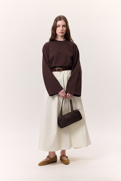 Manuka Long Sleeve Short Tshirt Dark Brown