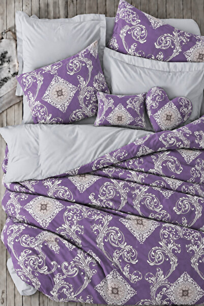 İQON Elastic Sheet Duvet Cover Set Single Size Hanedan Purple