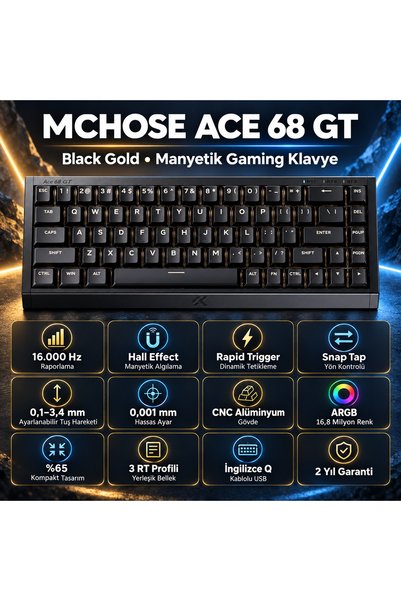 MCHOSE Ace 68 GT Black Gold %65 Mount Tai GT Pink Magnetic Switch 16K Hz Hall...