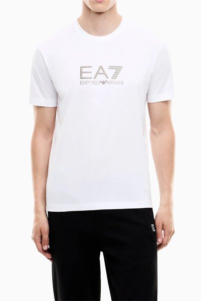 EA7 Erkek Bisiklet Yaka T-Shirt Beyaz